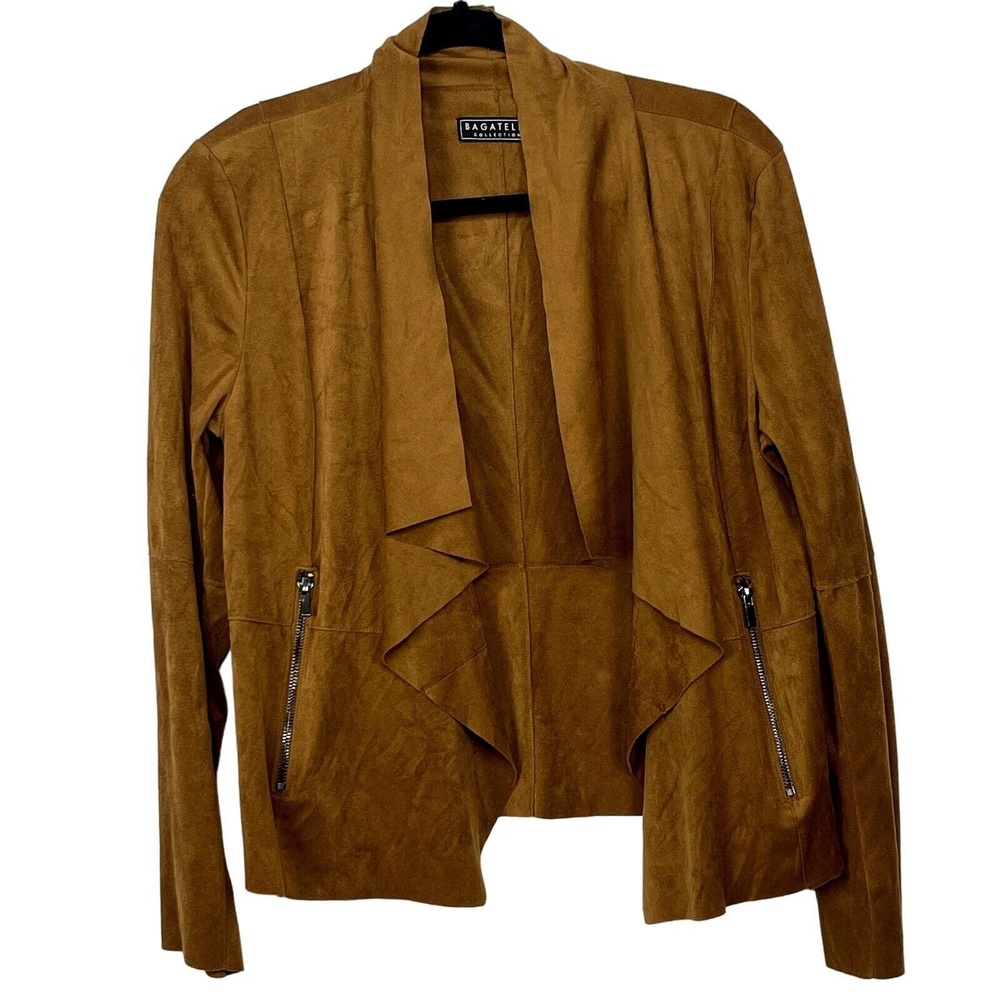 Women's Bagatelle Drape Front Faux Suede Jacket Sienna Brown